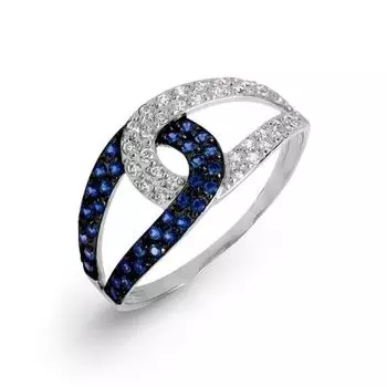 Кольцо с фианитами Линии Любви