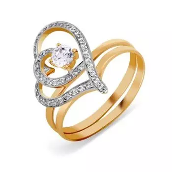 Кольцо с фианитами Линии Любви