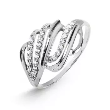 Кольцо с фианитами Линии Любви