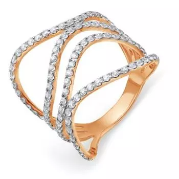 Кольцо с фианитами Линии Любви