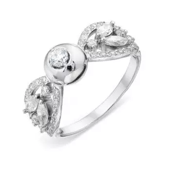 Кольцо с фианитами Линии Любви