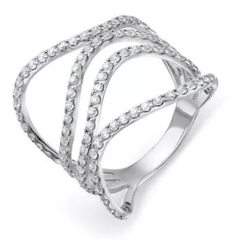 Кольцо с фианитами Линии Любви