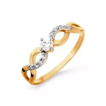 Кольцо с фианитами Линии Любви
