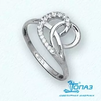 Кольцо с фианитами Линии Любви