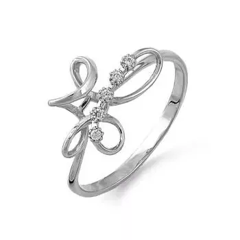 Кольцо с фианитами Линии Любви