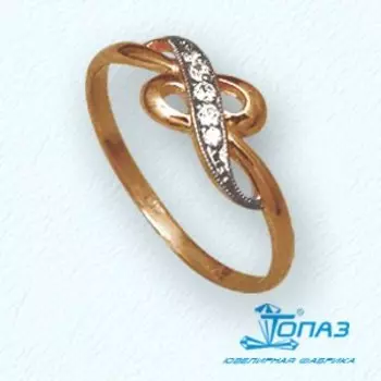 Кольцо с фианитами Линии Любви