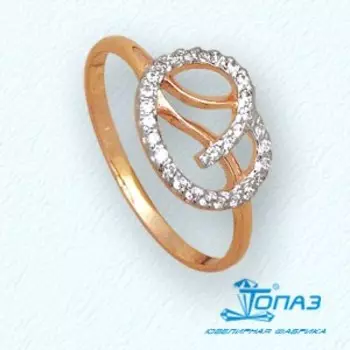Кольцо с фианитами Линии Любви