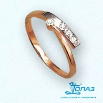 Кольцо с фианитами Линии Любви