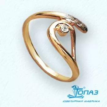 Кольцо с фианитами Линии Любви
