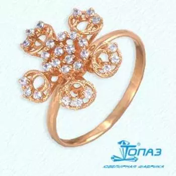 Кольцо с фианитами Линии Любви