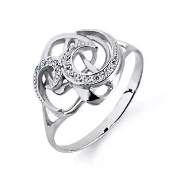 Кольцо с фианитами Линии Любви