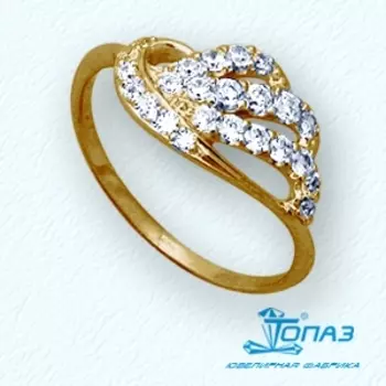 Кольцо с фианитами Линии Любви