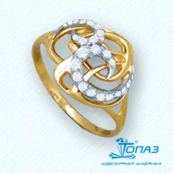 Кольцо с фианитами Линии Любви
