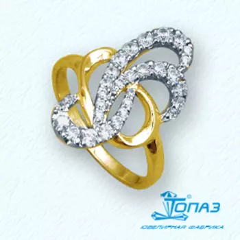 Кольцо с фианитами Линии Любви