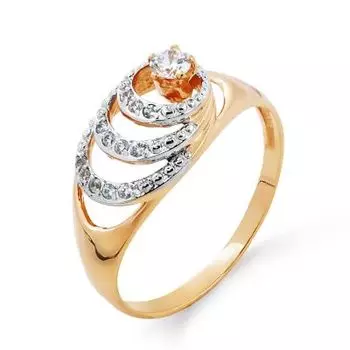 Кольцо с фианитами Линии Любви