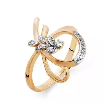 Кольцо с фианитами Линии Любви