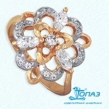 Кольцо с фианитами Линии Любви