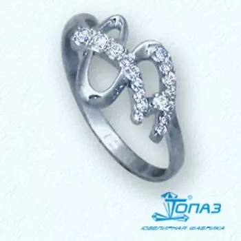 Кольцо с фианитами Линии Любви