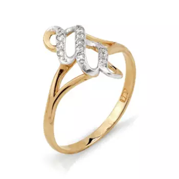Кольцо с фианитами Линии Любви