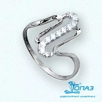 Кольцо с фианитами Линии Любви