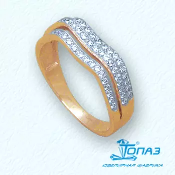 Кольцо с фианитами Линии Любви