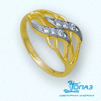 Кольцо с фианитами Линии Любви