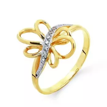 Кольцо с фианитами Линии Любви