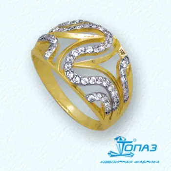 Кольцо с фианитами Линии Любви