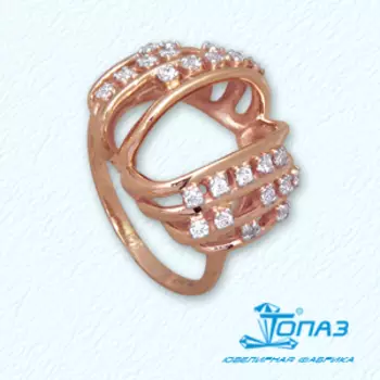 Кольцо с фианитами Линии Любви