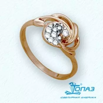 Кольцо с фианитами Линии Любви