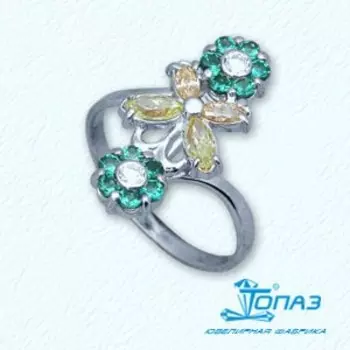 Кольцо с фианитами Линии Любви