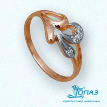 Кольцо с фианитами Линии Любви