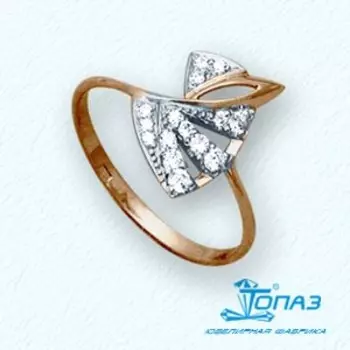 Кольцо с фианитами Линии Любви