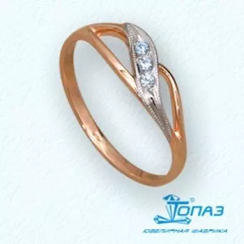 Кольцо с фианитами Линии Любви