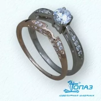 Кольцо с фианитами Линии Любви