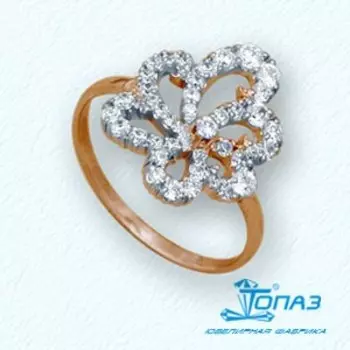 Кольцо с фианитами Линии Любви