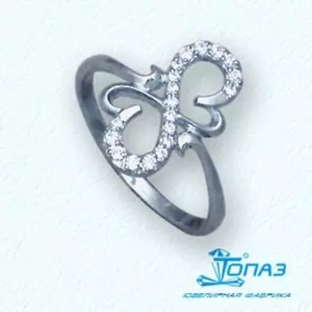 Кольцо с фианитами Линии Любви