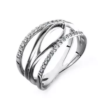 Кольцо с фианитами Линии Любви