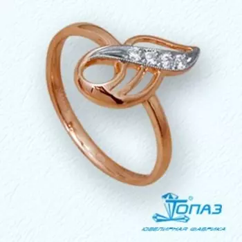 Кольцо с фианитами Линии Любви