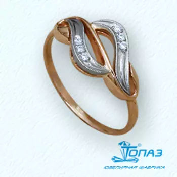 Кольцо с фианитами Линии Любви