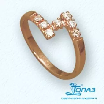 Кольцо с фианитами Линии Любви