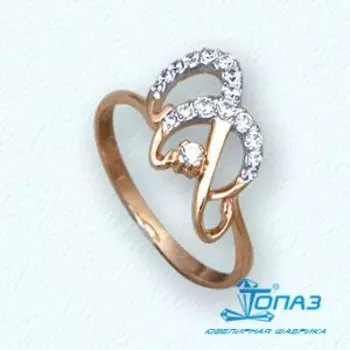 Кольцо с фианитами Линии Любви