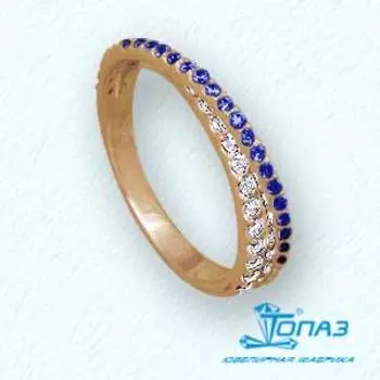 Кольцо с фианитами Линии Любви