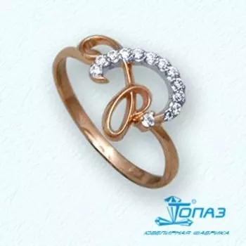 Кольцо с фианитами Линии Любви