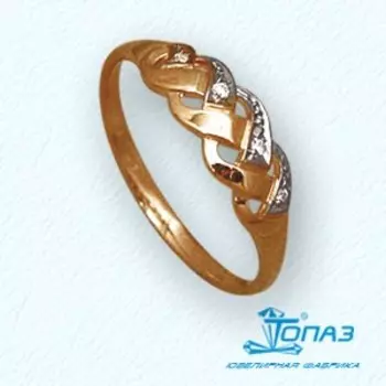 Кольцо с фианитами Линии Любви