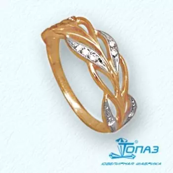 Кольцо с фианитами Линии Любви