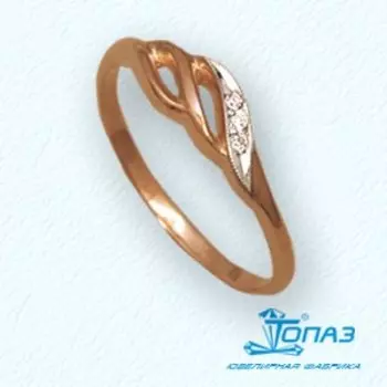 Кольцо с фианитами Линии Любви