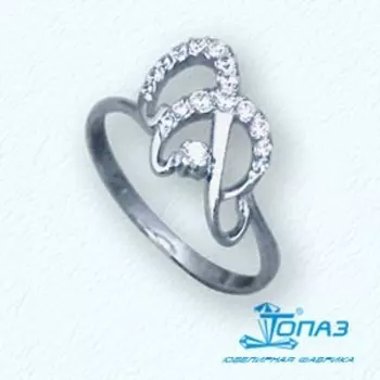 Кольцо с фианитами Линии Любви
