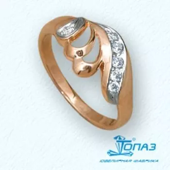 Кольцо с фианитами Линии Любви