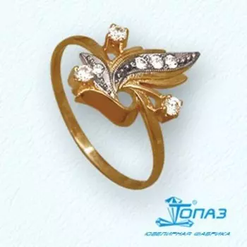 Кольцо с фианитами Линии Любви